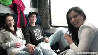 Foursome Sex in Public Train