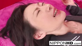 Skinny Japanese schoolgirl's fuck ends in a creampie