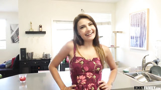 Nasty Teen with Small Boobs Fucks Stepdad and Puts Sex Tape on her Vlog