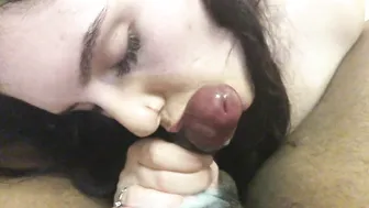 Passionate Closeup Blowjob with Dick Licking and Cum Swallowing