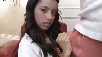 Gorgeous Latina Doll Little Lupe Fuentes Enjoying Big Hard Cock Inside her Mouth and Pussy