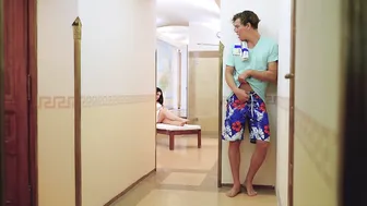 Stunning Girl Caught Horny College Guy Spying on her in Spa