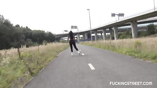 Surprised Czech Teen Convinced to Flash Boobs and Fuck in the Woods for Money