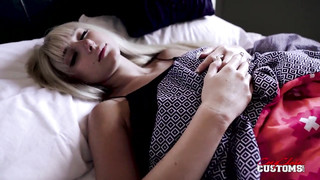 Perverted Stepdad Sneaks into Cute Teen's Room and Starts Touching her Boobs and Ass