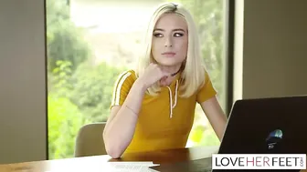 Amazing Blonde Cutie Gives Nice Footjob and Gets Fucked with Cum on her Feet