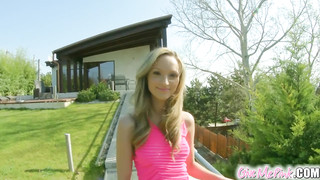 Beautiful Blonde Melanie Playing with her Tight Little Pussy with her Favorite Sex Toy