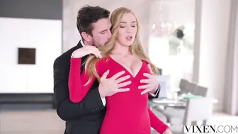 Horny Blonde Secretary with Amazing Boobs Invites her Boss to her Apartment