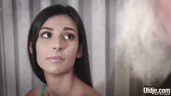 Horny Injured Brunette Wants to Give Old Grandpa the Fuck of His Life