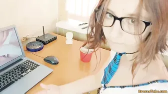 Lovely Schoolgirl in Hot Uniform Sucks Dick and Enjoying Deep Anal with Massive Creampie