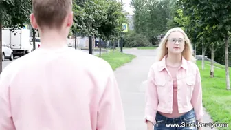 Nerdy Blonde Chick Sucks and Fucks Like a Real Porn Star