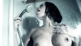 Hot And Horny Oiled Brunette Masturbates And Squirts In The Shower