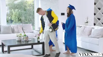 Two Amazing College Chicks Having Nasty Threesome After the Graduation