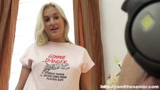 Teen Blonde Cutie Wanted to Check the Taste of Older Man's Cock