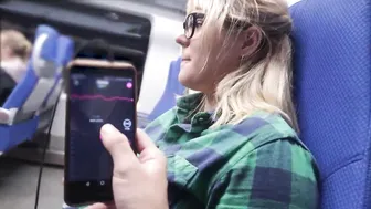 Blonde Babe With Toy in Her Pussy Rubbing And Sucking Botfriend's Dick On Train