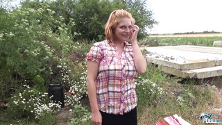 Young Naive Busty Redhead Convinced to Fuck in Outdoor and Got Jizz on her Tits