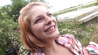 Young Naive Busty Redhead Convinced to Fuck in Outdoor and Got Jizz on her Tits
