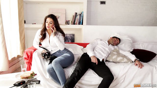 Stunning Brunette Police Officer Fucks her Hot Partner to Relax a Little Bit