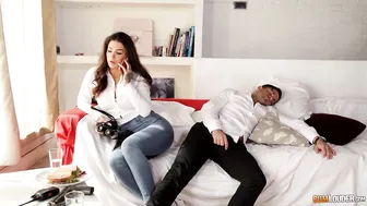 Stunning Brunette Police Officer Fucks her Hot Partner to Relax a Little Bit