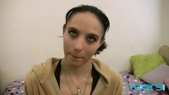 Skinny Amateur Brunette Gives Nice POV Blowjob to her New Friend