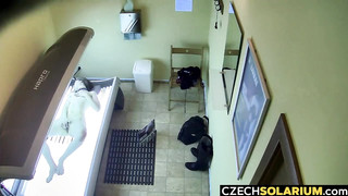 18 Year Old Euro Teen Fucking her Juicy Pussy in Solarium