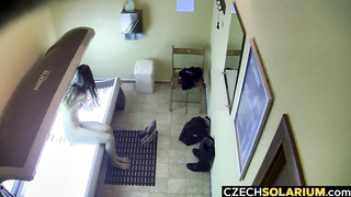 18 Year Old Euro Teen Fucking her Juicy Pussy in Solarium