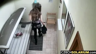 18 Year Old Euro Teen Fucking her Juicy Pussy in Solarium