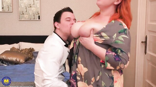 BBW Redhead MILF Getting Pumped Hard by Horny Skinny Young Man