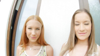 Two Stunning Blonde Bitches Having Wild Threesome with Huge Dicked Guy