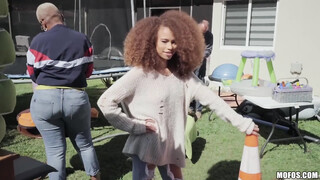 Cute Afro Chick Loves Riding My Dick in the Backyard