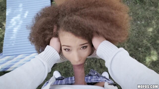 Cute Afro Chick Loves Riding My Dick in the Backyard