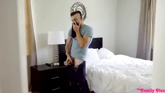 Surprised Stepsister Caught Horny Stepbro Jerking and Sniffing her Undies
