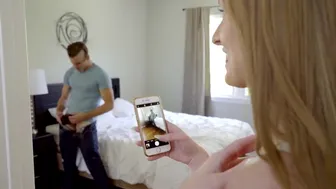 Surprised Stepsister Caught Horny Stepbro Jerking and Sniffing her Undies