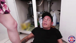 Plumbing Action With Sydney On Her Sink