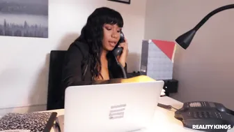Amazing Ebony Secretary Takes Care of Her Boss and His Swollen Dick