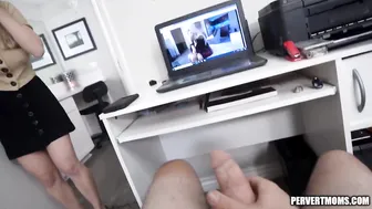Super Sexy Stepmom Helped her Horny Son to Cum After Caught him Masturbating