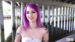 Cute Punk Chick with Purple Hair Seduced and Fucked Hard
