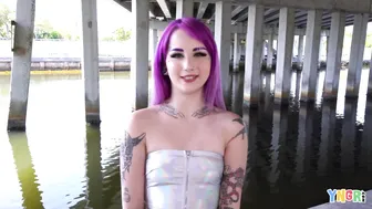 Cute Punk Chick with Purple Hair Seduced and Fucked Hard