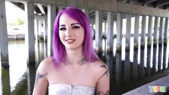 Cute Punk Chick with Purple Hair Seduced and Fucked Hard