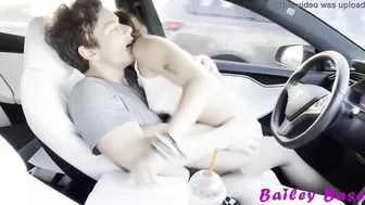 Sexy Couple Fucking While Driving Tesla Autopilot