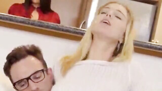 Cheating Slim Blonde Banging Nerd Guy on the Couch