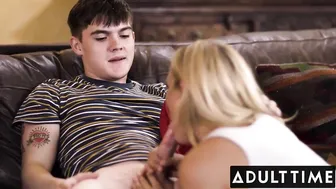 Dirty Stepmom Takes Care of Horny Boy's Boner