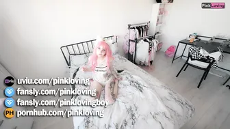 Pink Haird Babe Gives Me A Footjob And Rides My Dick